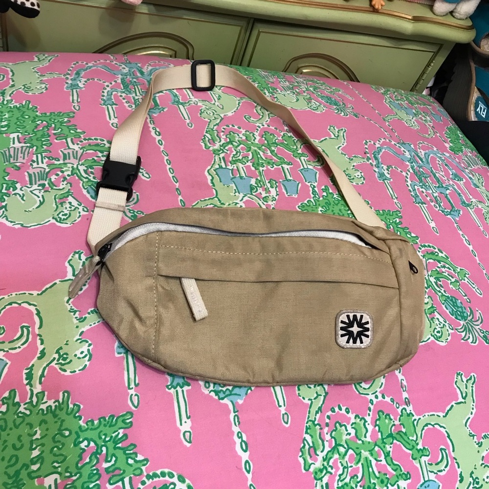 Canvas Waist Bag in Tan - Casual Crossbody Belt Bag